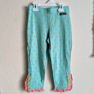 Matilda Jane NWT Lots Of Dots Cropped Leggings Teal Blue Pink Polka Dots Size 10